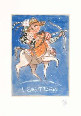 Paolo Fresu - Serigrafie - Il sagittario - Serigrafia a tiratura limitata con collage di stoffa - cm 35x50 - Galleria Casa d'Arte - Bra (CN)